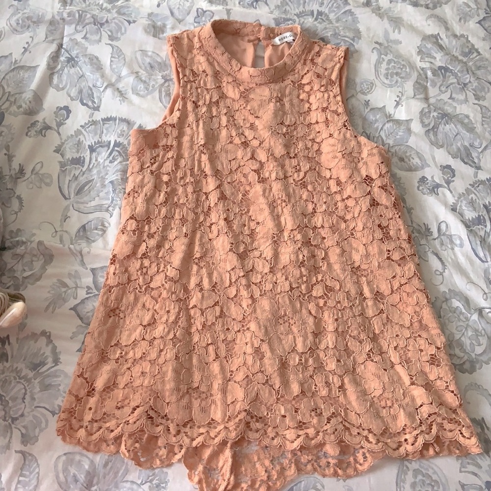 Rose and Olive Peach Lace Dress Tank